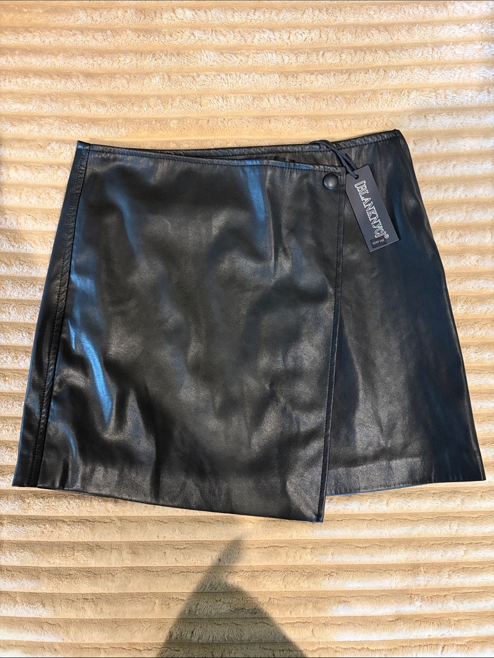 Blank NYC Black Leather Asymmetrical Mini Skirt